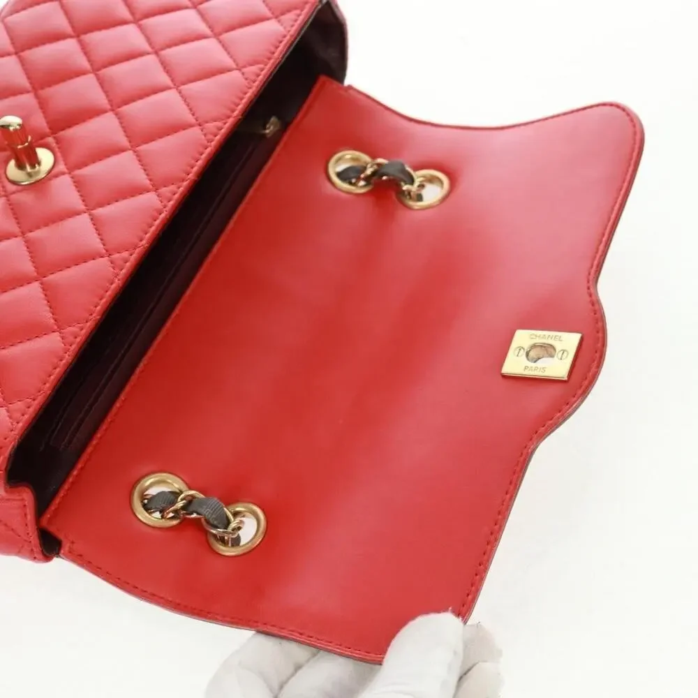 Chanel Lambskin Chain Matelasse 23 Shoulder Bag Red